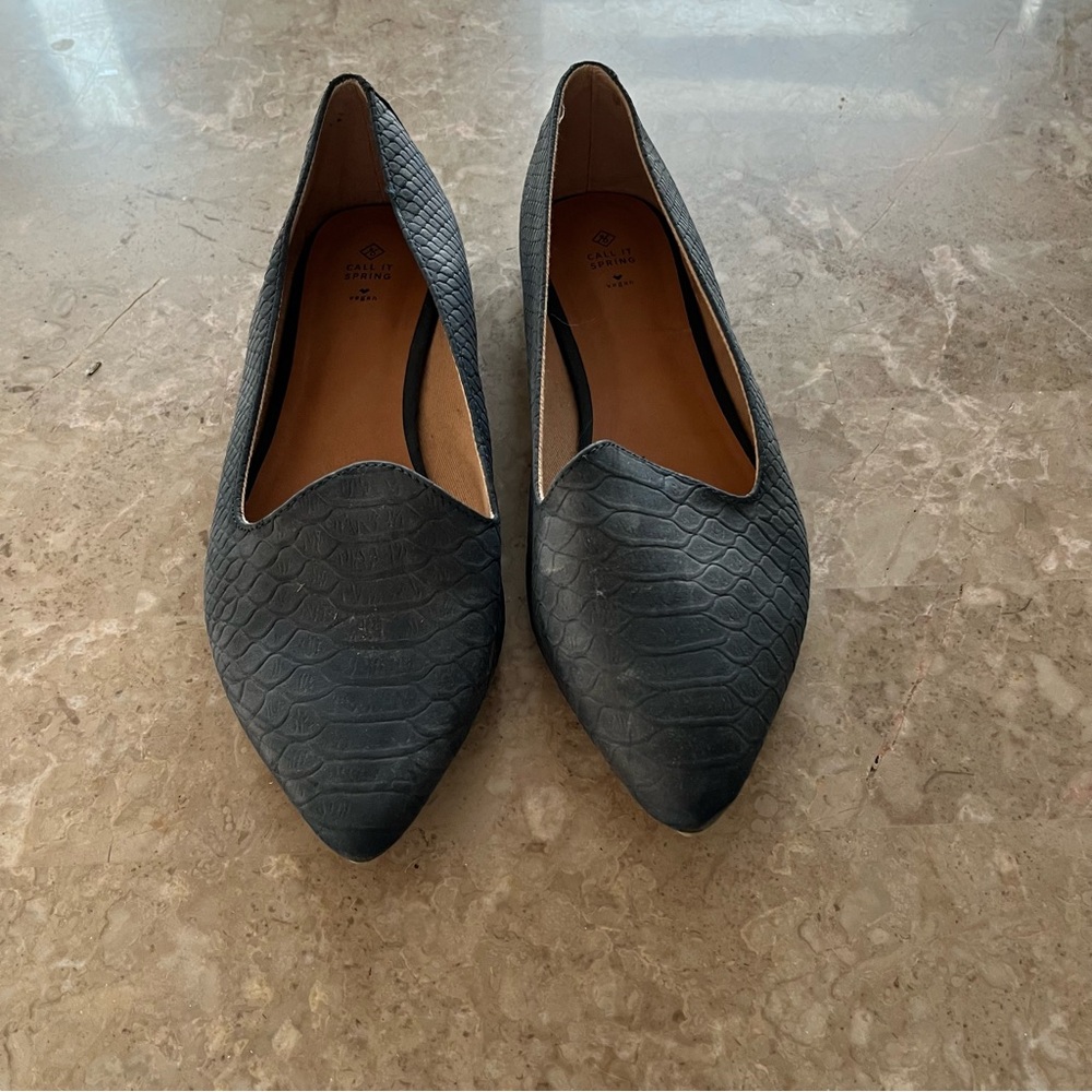 Call It Spring Black Textured Loafers